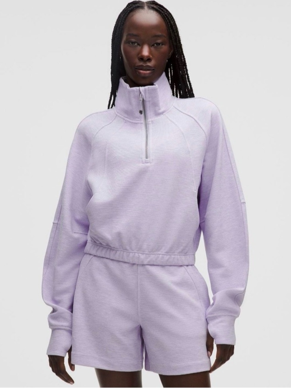 Lululemon Scuba Cropped Funnel-Neck Half Zip Waffle